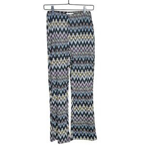 Urban Outfitters Cara High Waisted Kick Flare Pants Zig Zag Size Medium NEW